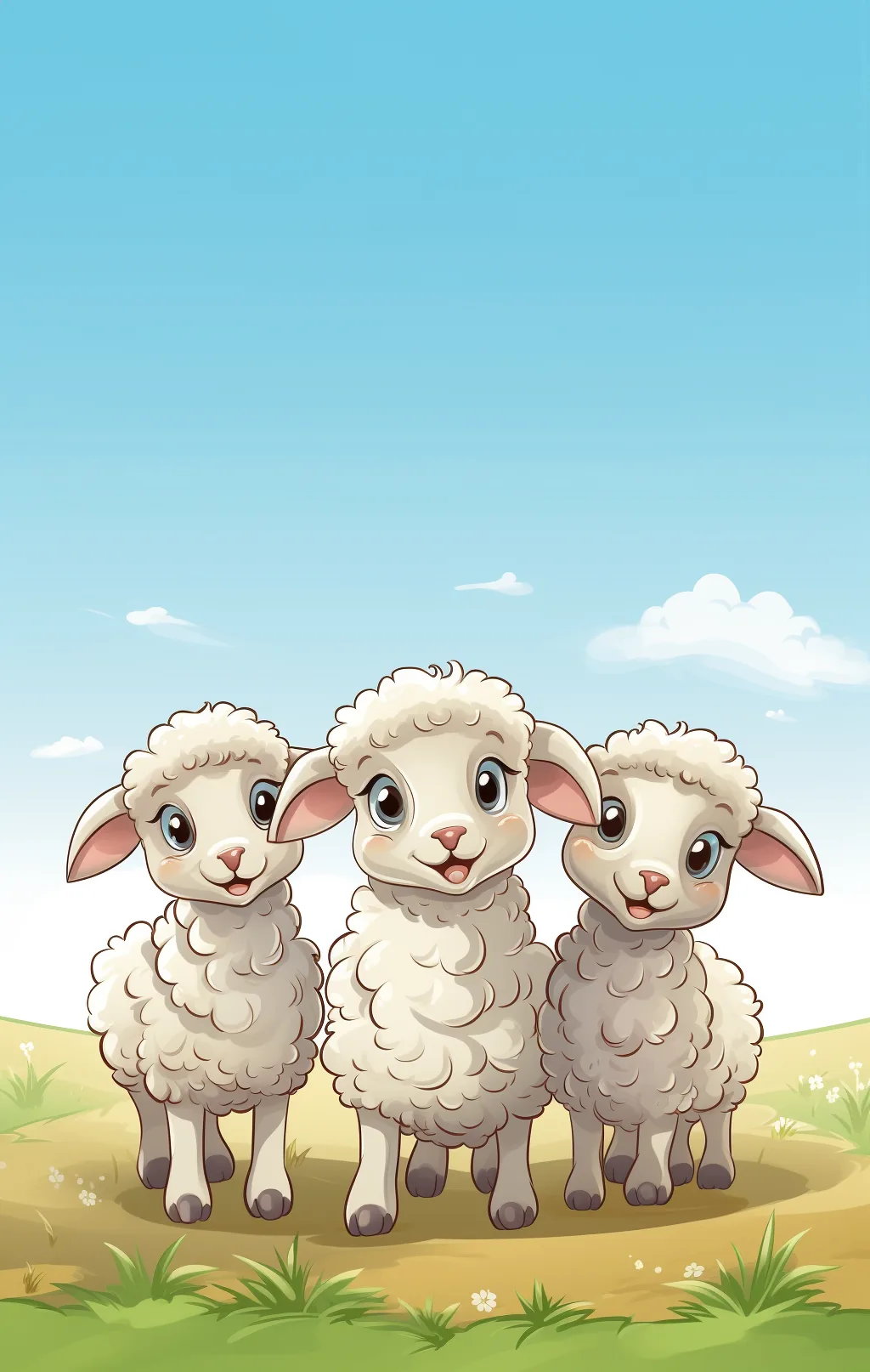 Three smiling lambs